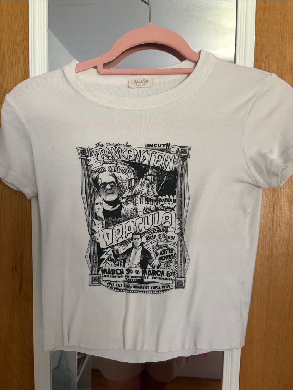 Brandy Melville White Crewneck Tee with Subtle Tag Detail